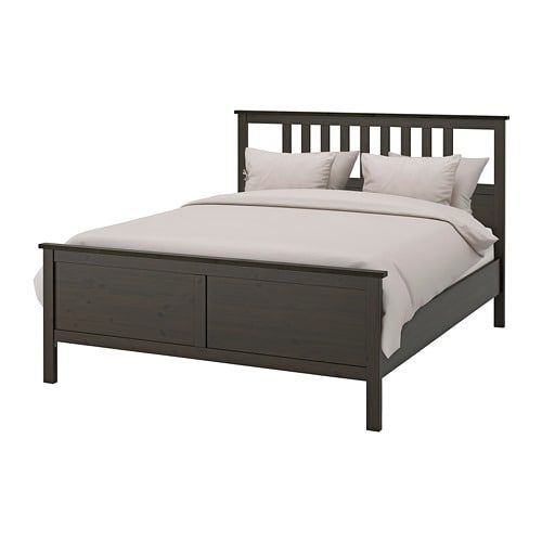 HEMNES Bed frame Queen black brown IKEA