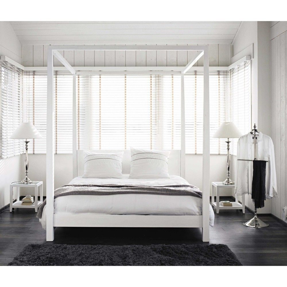 Lit 160x200 Design Joli Lit   Baldaquin 160x200 En Pin Blanc Cassé Bedroom