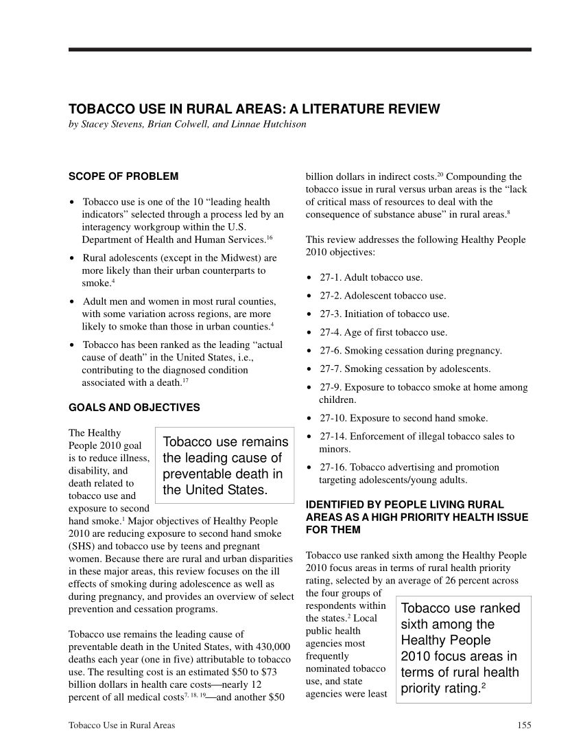 Lit 2 Places Ado Frais Pdf tobacco Use In Rural areas A Literature Review