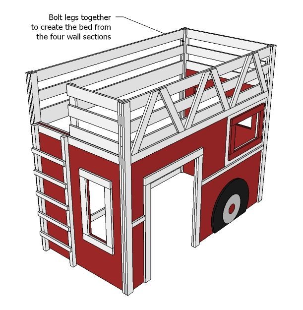 Lit Enfant Pompier Agréable Ana White Fire Truck Loft Bed Diy Projects Diy