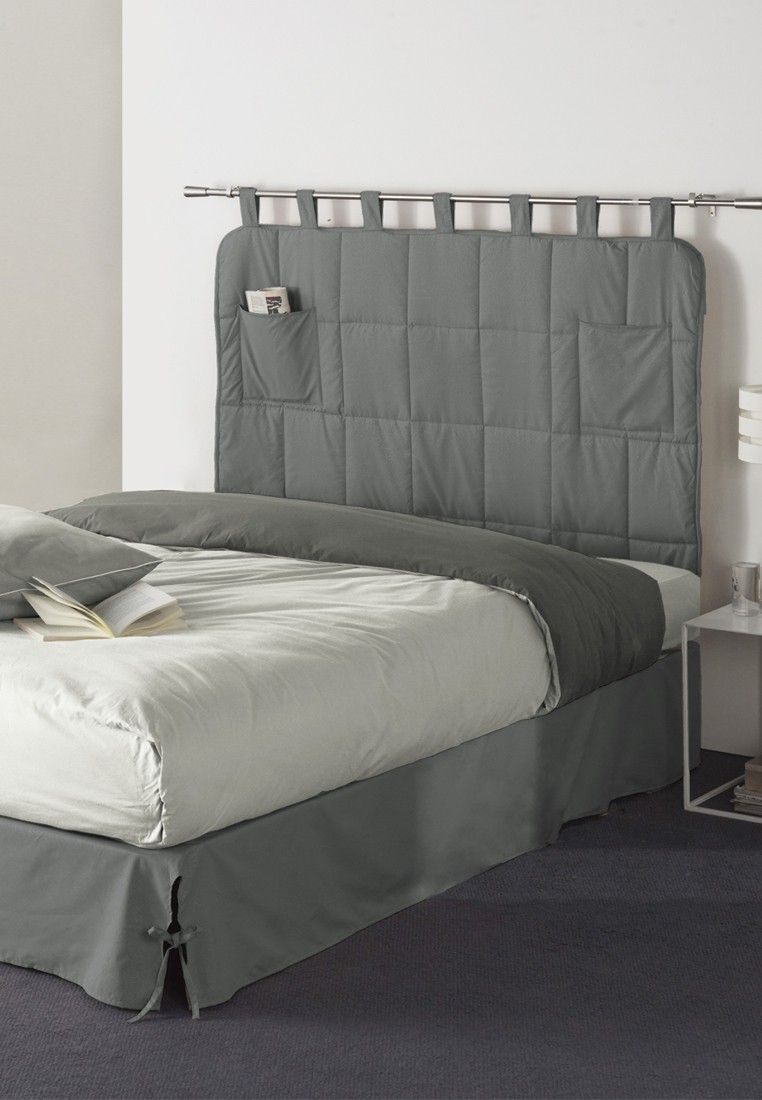 Tªte de lit grise en tissu pour la décoration de votre chambre