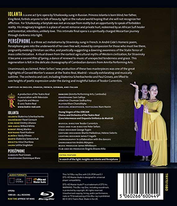 Tete De Lit Menzzo Agréable Tchaikovsky Iolanta Stravinsky Perséphone Blu Ray Import Italien